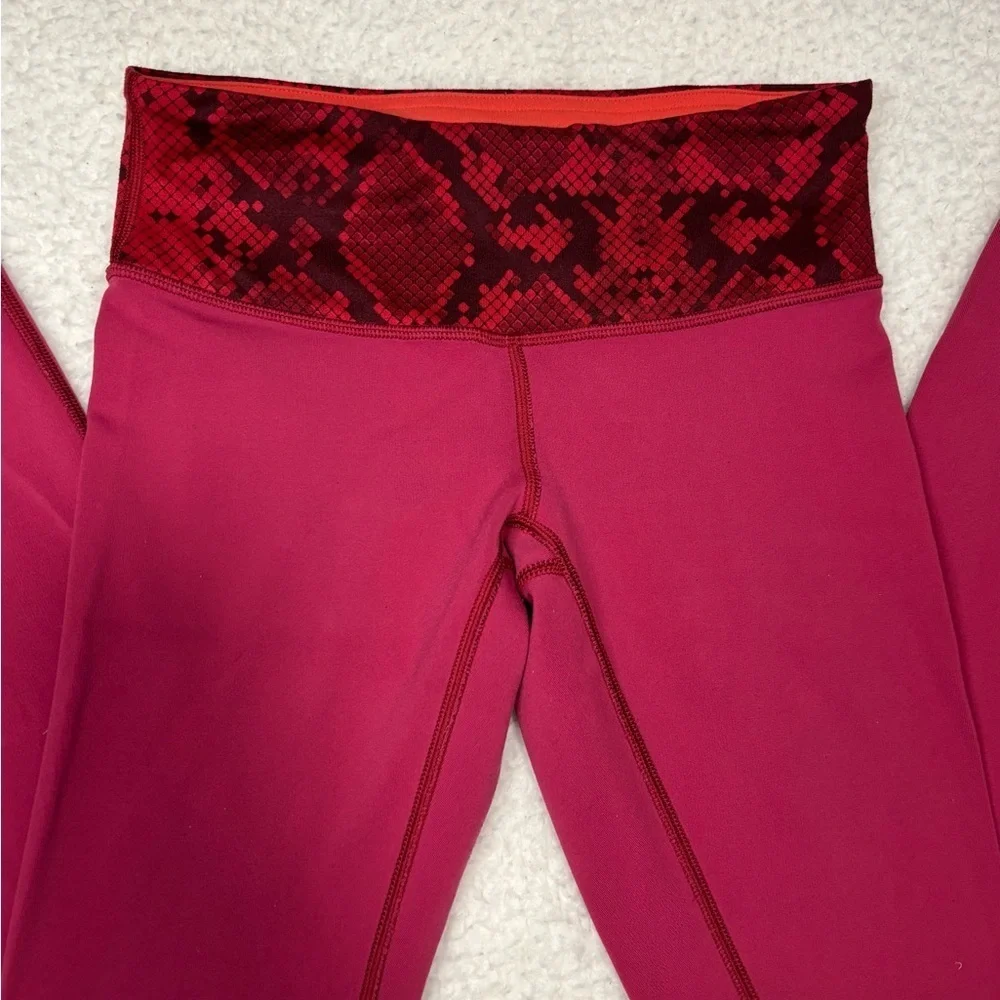 Lululemon Women Red Wunder Under II Full Length Reversible Leggings